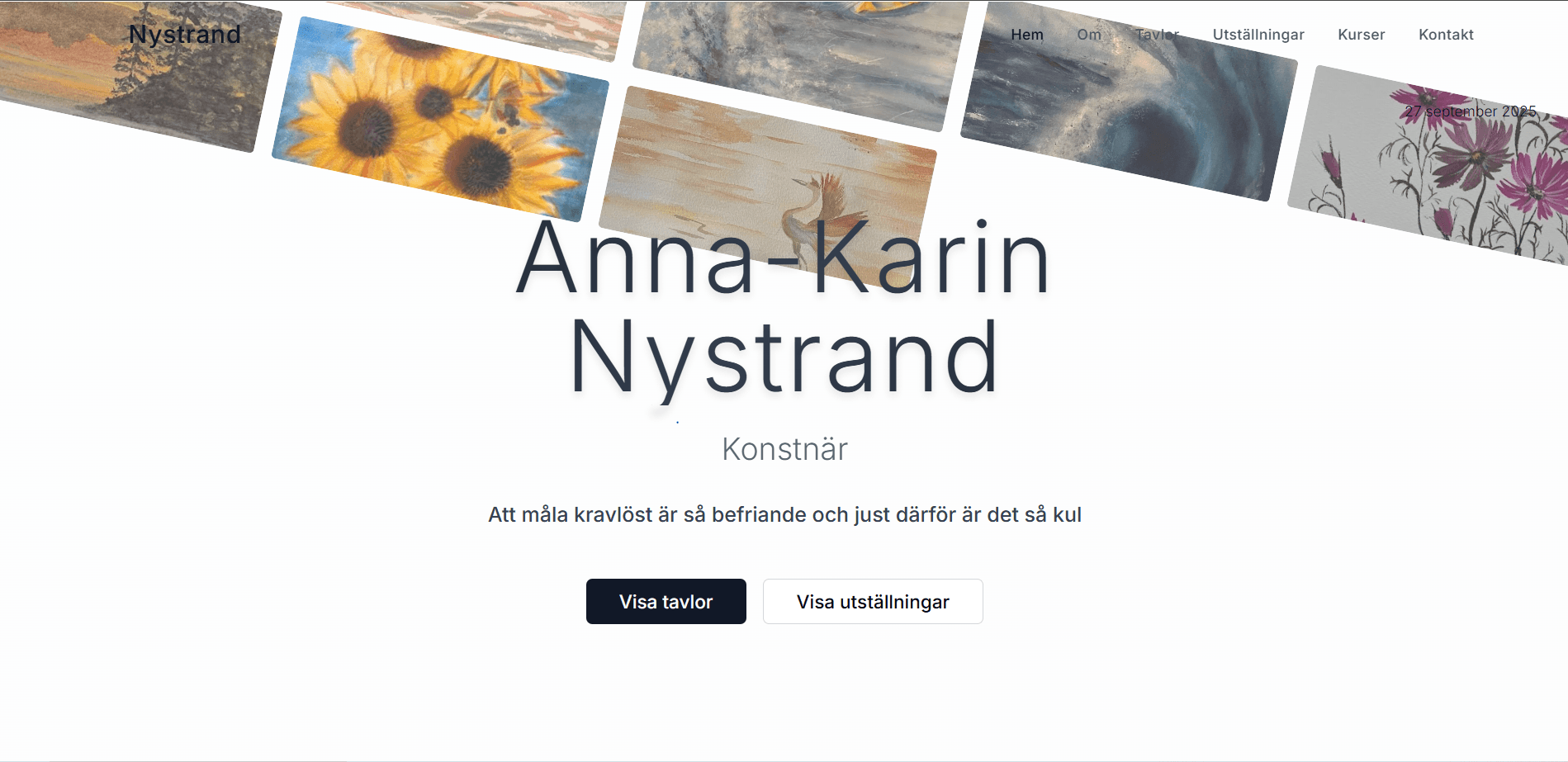 En elegant flersidig portföljwebbplats för Anna-Karin Nystrand Konst.